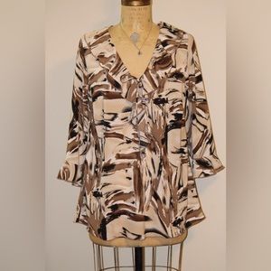 Women’s dress shirt 3/4 sleeves with ruffles on neckline and end of sleeves